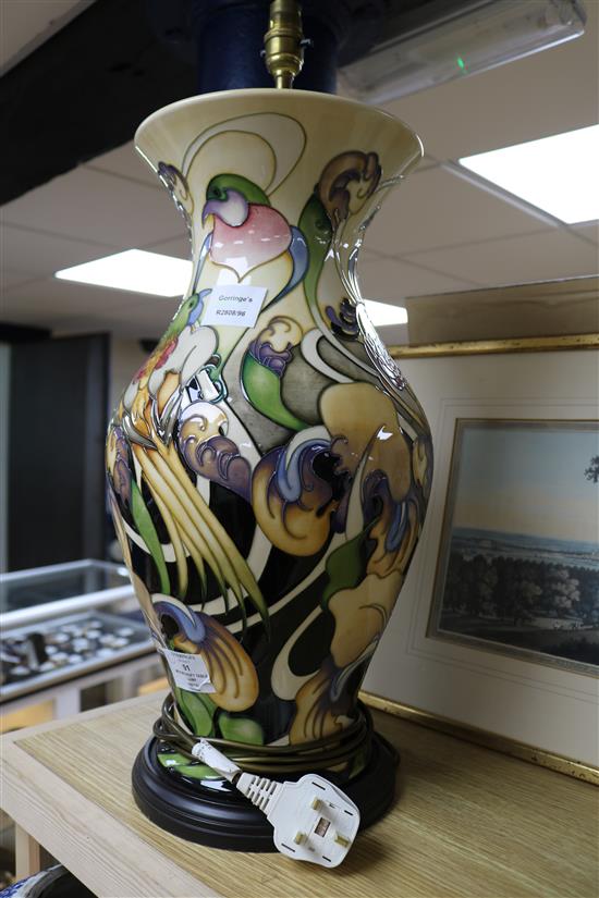 A large Moorcroft table lamp